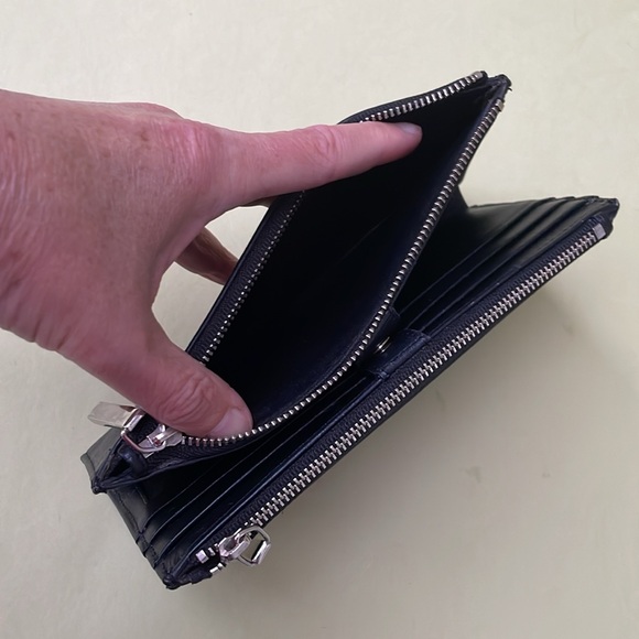New vintage black/silver Halogen pebbled leather wallet - Picture 9 of 11